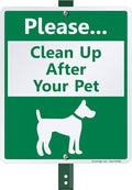 SmartSign Please Clean Up After Your Dog Sign, Dog Poop Signs for Yard 10 x 12 Inches Aluminum Sign With 3 Feet Stake