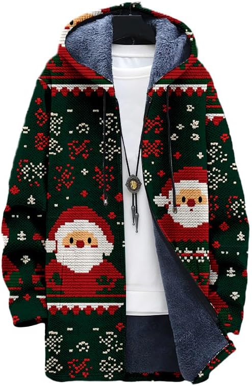 Oversized Full Zip Hoodie for Men Sherpa Fleece Lined Jacket with Hood Soft Warm Winter Coat with Pockets