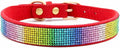 Serijoars Small Dog Collar with Rhinestone Crystal Diamond Colorful Bling Girl Puppy Cat Collars (XS, Red2)