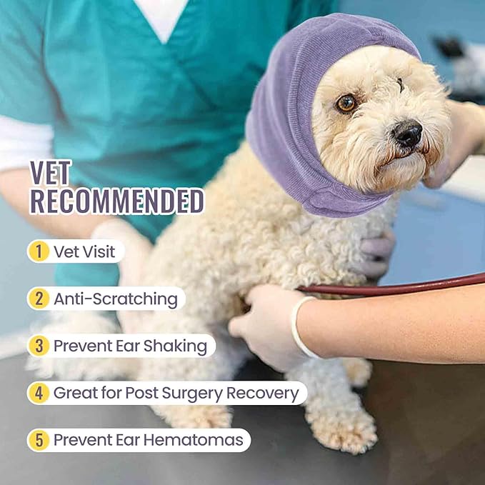 IDOMIK Dog Calming Hoodie No Shake Ear Wraps for Dogs, Quiet Head Covers for Noise Reduction & Anxiety Relief, Dog Ear Covers Muffs Head Wraps for Bath Hematoma Grooming Firework Force Drying