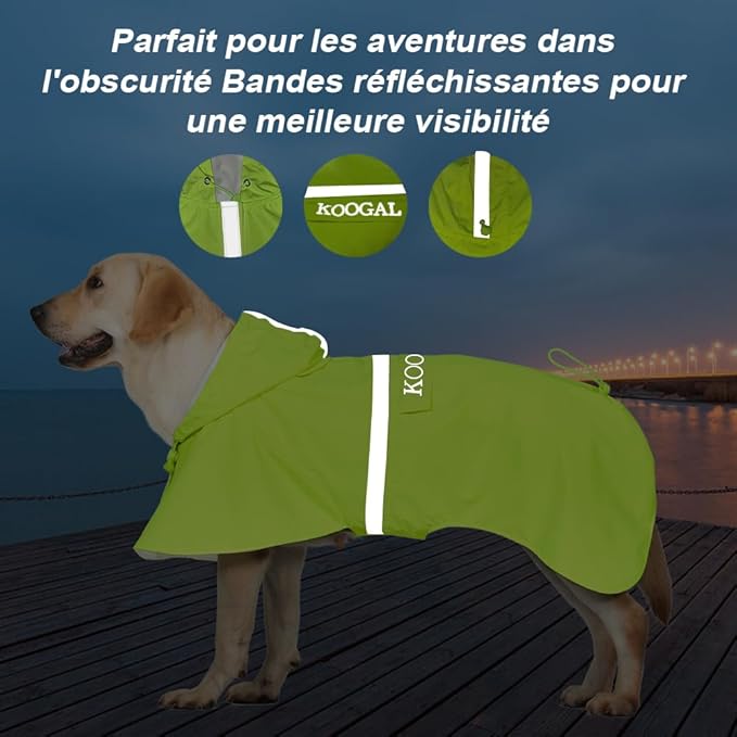 Pet Large Dog Raincoat Apparel Poncho Waterproof for Medium Large Sized for Dog Raincoat Clothes Jacket(Fluor Yellow,6XL)