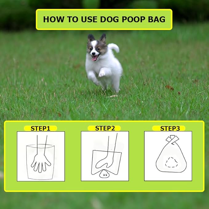 GWT Dog Poop Bags Rolls 9"x13" - Certified Home Plant Based Rolls, 120 Count Pet Waste Bags, Ideal for Outside and Backyard, Includes 8 Convenient Bags