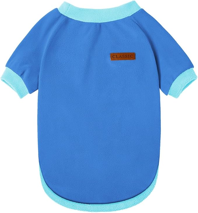 GreenJoy Classic Fleece Dog Sweater – Soft & Warm Stretchy Sweatshirt for Small Dogs & Cats, Cold-Weather Pullover for Everyday Wear (Dark Blue, Medium)