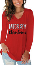 Tobrief Women's Long Sleeve V-Neck Shirts Fall Graphic Tees Loose Casual T-Shirt