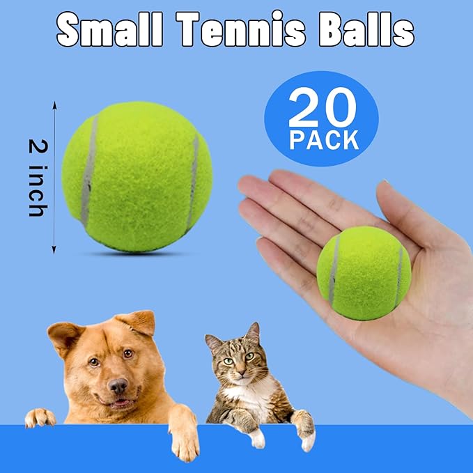 Magicorange Small Tennis Balls, 20 Pack 2 inch Tennis Balls for Dogs, Colorful Easy Catching Pet Dog Playing Ball with Mesh Bag for Easy Transport(Multicolor, 2 inch)