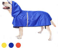 Dog Raincoat with Adjustable Belly Strap and Leash Hole - Hoodie with Reflective Strip - Waterproof Slicker Lightweight Breathable Rain Poncho Jacket for Medium Large Dogs - Easy to Wear, Blue 5XL