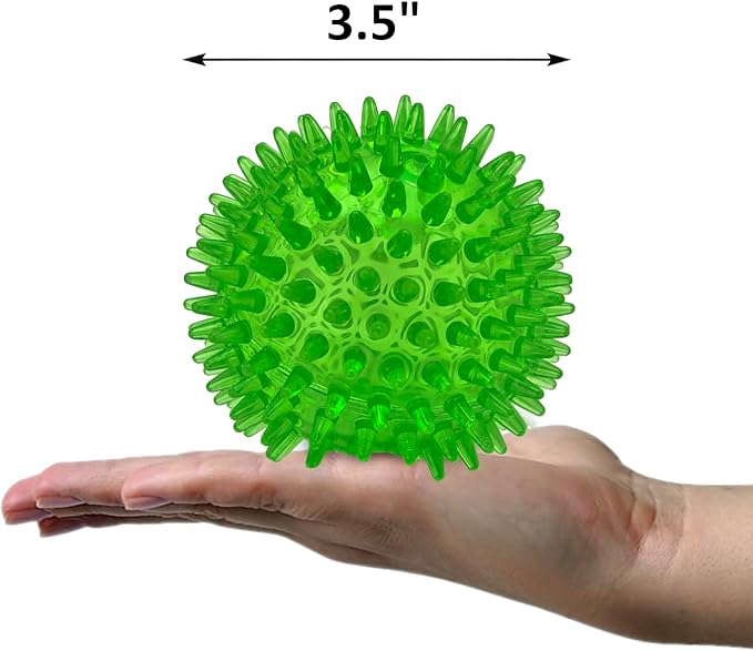 Cutie's PetBox Squeaky Rubber Spike Toy Ball for Medium, Large Dogs (3.5 Inch, Green)