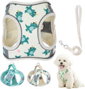 Step in Dog Harness and Leash Set, Flower Adjustable Easy Walk Puppy Harnesses, Soft Mesh No Pull Pet Vest Harness for Small Medium Dogs(Beige, S)