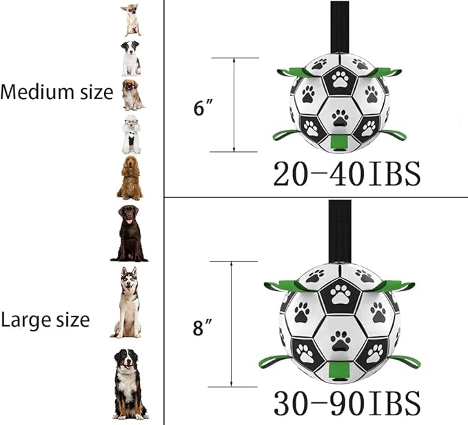Dog Toys Soccer Ball, Interactive Dog Toys for Tug of War, Puppy Birthday Gifts, Tug Toy, Water Toy, World Cup Durable Balls for Medium & Large Dogs（8 INCH