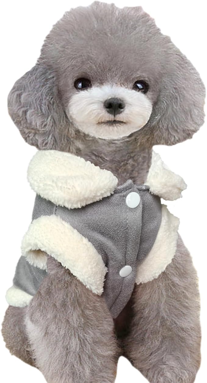 Jecikelon Bowtie Dog Cold Weather Coat Fleece Lining Warm Pet Puppy Turtleneck Dogs Winter Clothes for Small Dogs with D-Ring (Gray, X-Large)