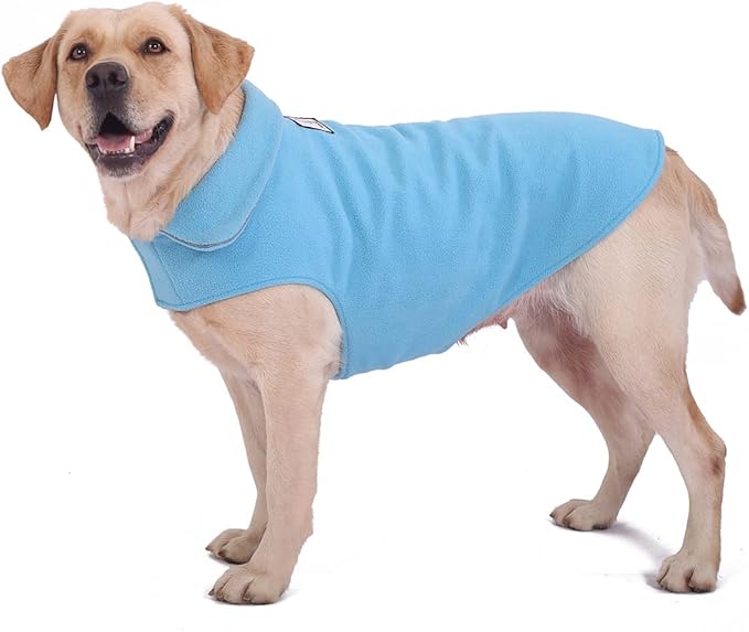 Fleece Dog Coat Pet Jacket Reflective for Cold Weather for Extra Large to Small Pets(Blue,L)