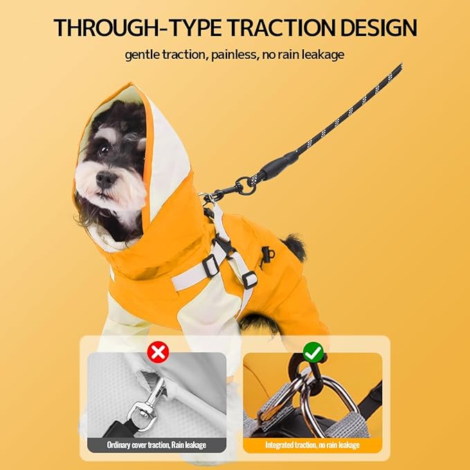 Waterproof Dog Raincoat with Windproof Design Adjustable Fit for Small Medium Large Dogs, Puppies Includes Anti-Slip Dog Shoes for Hardwood Floors and Water Protection, Light-Weight (S)