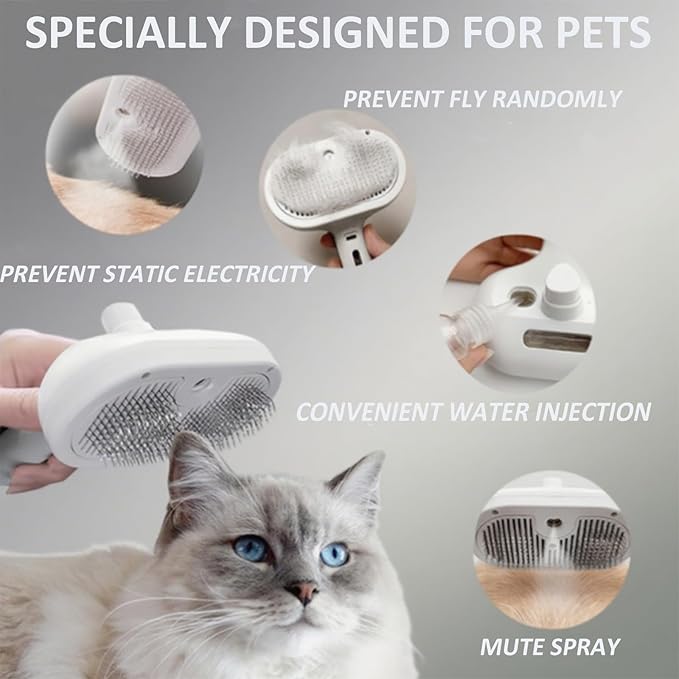 Fresh Fur Shower Brush, 3-in-1 Self-Cleaning Steamy Pet Brush for Dogs & Cats – Grooming Tool for Long & Short Hair, Removes Loose Hair & Reduces Shedding