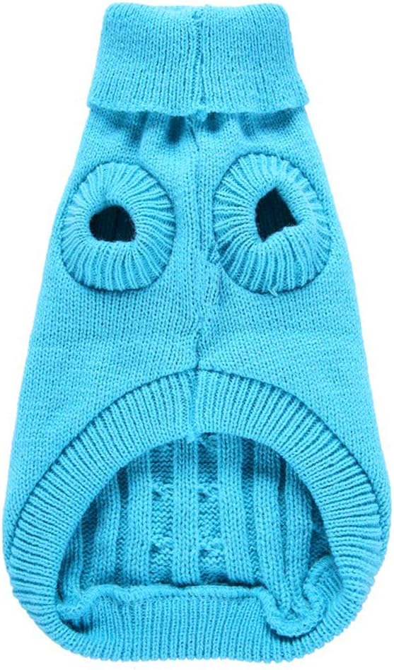 Dog Sweater, Warm & Comfortable Winter Classic Turtleneck Pet Sweater, Large, Blue