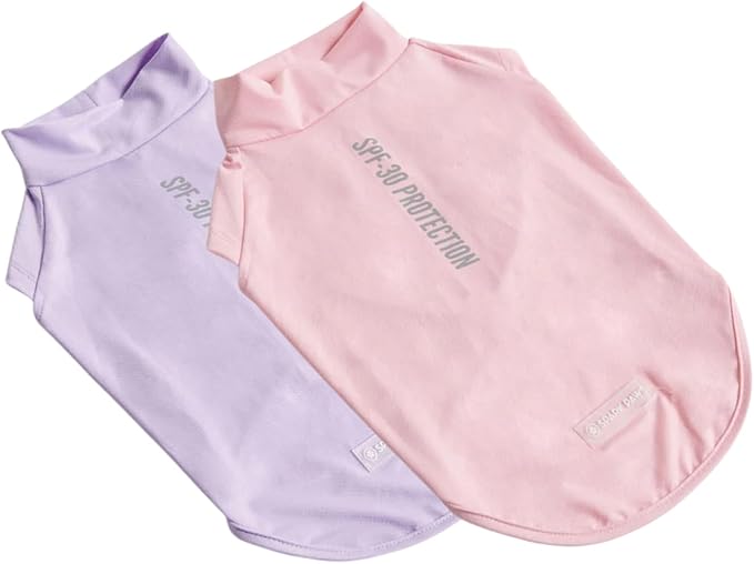 Spark Paws Sunblock Dog T-Shirt, SPF30 Protection, Lightweight Breathable Quick Dry for Dogs with Sensitive Skin - Purple & Pink (Set of 2) - M