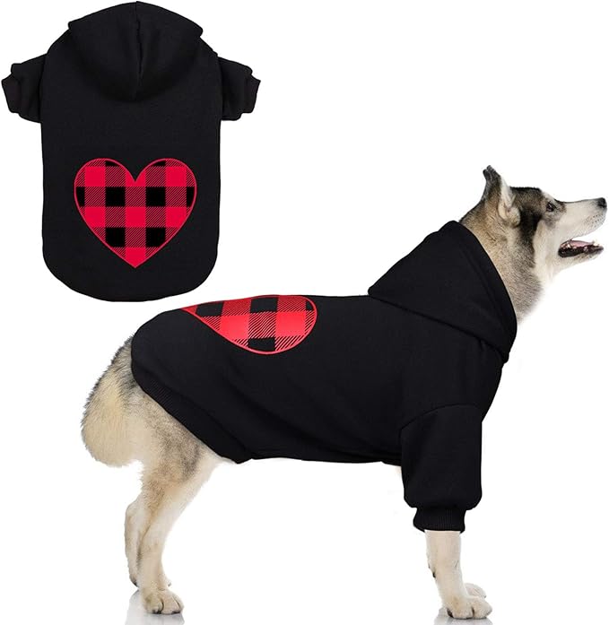 Dog Hoodie Sweater Sweater for Dogs Pet Clothes Black Buffalo Plaid Warm and Soft Breathable Cozy(XXL)