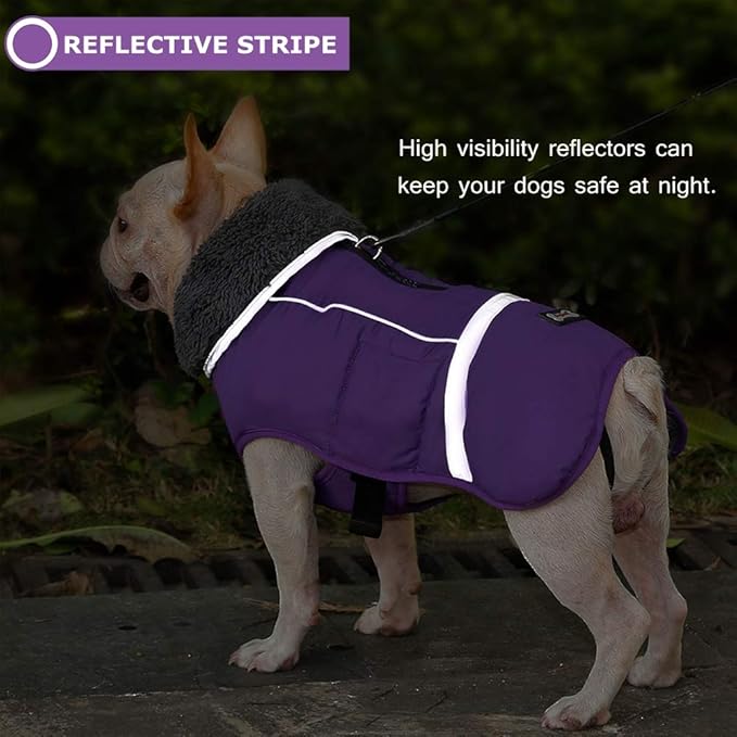 QBLEEV Warm Dog Coat - Reflective, Waterproof Winter Coat Turtleneck for Cold Weather, Thick Fleece Dog Snowsuit Christmas Vest for Small to XL Dogs