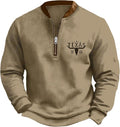 HOTYD Aztec Cowboy Jacket Men Vintage Bullhorn Printed Oversized Western Sweatshirt Long Sleeve Quarter Zip Pullover