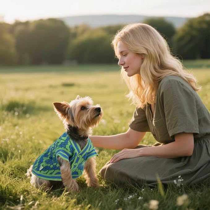 Pet Sweaters for Dogs Boys and Girls, Dynamic Letter Patterned Dog Sweater,Dog Cardigan,Pet Clothes,Pet Knitted Clothing,Fit for Different Seasons and Kinds of Dogs (Green L)