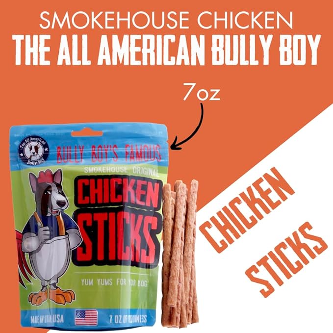 Bully Boy's Famous Chicken Sticks Dog Treats | Free from Wheat, Corn, Soy, or Gluten | USA Sourced Ingredients | with Smokehouse Chicken | Made in Utah | 7 oz - 1 Pack