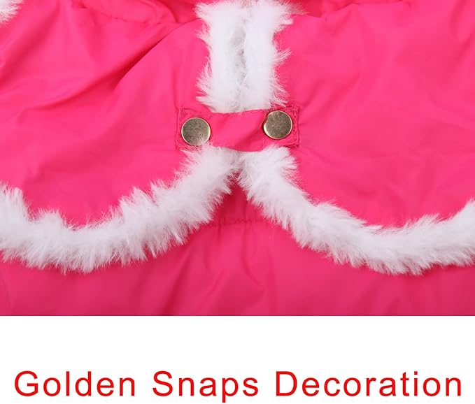 Shawl Design Fleece Lined Warm Dog Jacket for Winter Cold Weather,Soft Windproof Medium Dog Coat,Pink L