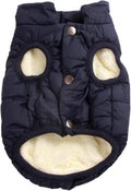 2 Layers Fleece Lined Warm Dog Jacket for Winter Cold Weather,Soft Windproof Medium Dog Coat,Blue L
