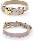 NINA WOOF Milan Vegan Leather Dog Collar - Padded Luxury Dog Collar with Adjustable Buckle - Collar for Dogs, for Small Dogs and Large Dogs - Color Lilac, Size Large