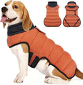 MIGOHI Lightweight Dog Coat, Windproof Dog Jacket, Puffer Jacket for Large Dogs, Padded Vest with Reflective Strips, Warm Snow Vest in Cold Weather, Easy On Hook & Loop Belly, Caramel, XL