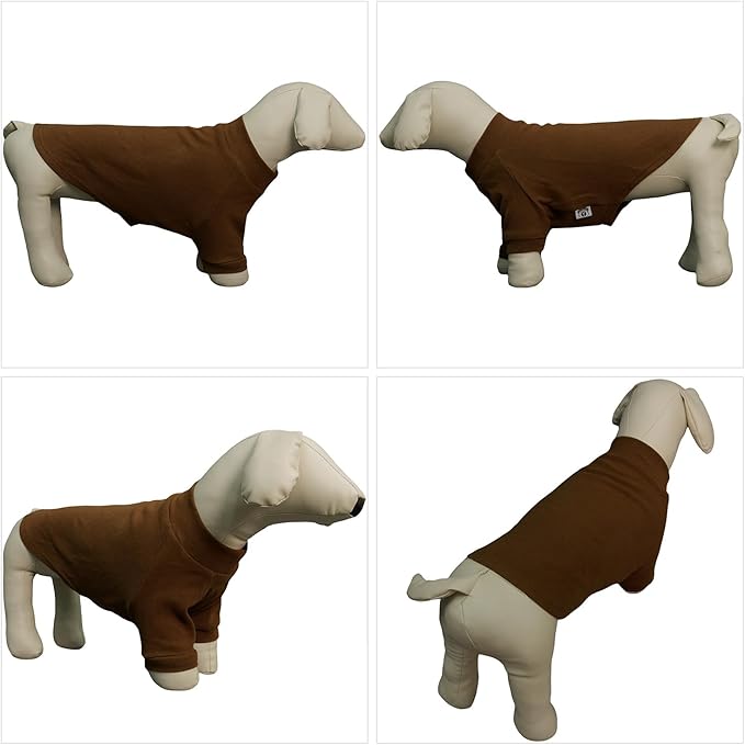 Lovelonglong Ribbed Dog T-Shirt Cotton Knitted Dog Sweaters for All Season Pet T-Shirts for Large Medium Small Dogs Coffee XL