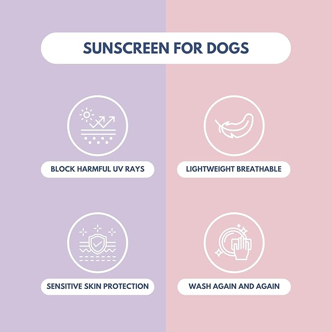 Spark Paws Sunblock Dog T-Shirt, SPF30 Protection, Lightweight Breathable Quick Dry for Dogs with Sensitive Skin - Purple & Pink (Set of 2) - S