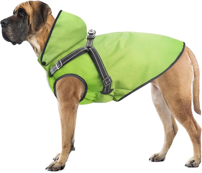 Mosucoirl Dog Raincoat Waterproof Dog Hoodie Reflective Dog Raincoat Hooded Adjustable Rain Jacket for Small Medium Large Dogs Puppies (Green, S)