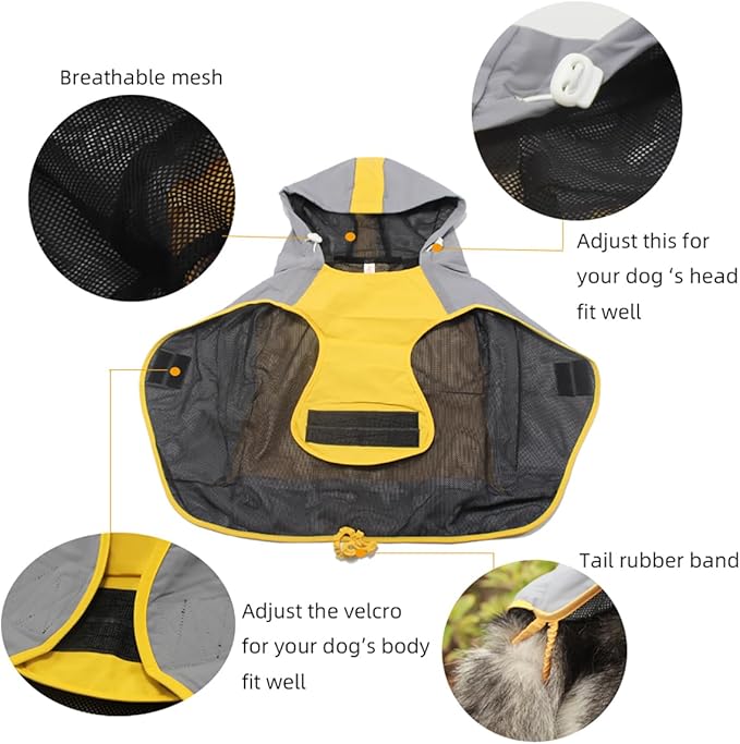 Dogs Packable Lightweight Raincoat: Pet Dog Hood Waterproof Coats Blue Size 10