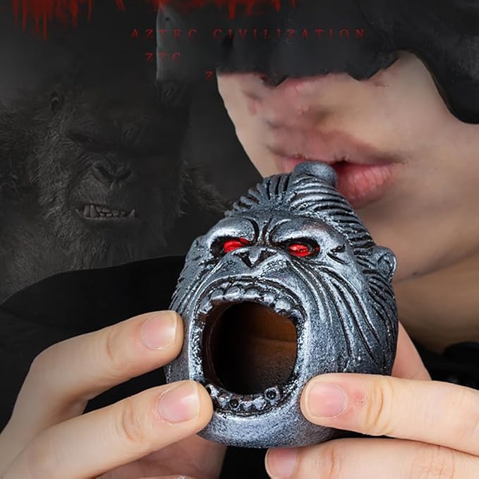 Aztec Death Whistle, Up To125+ Decibels Loud Real Screaming Silbato Azteca Death Whistles Loudest Authentic Human Ehecachichtli Sounding Screams Aztec War Whistle Halloween Costumes Gift (Silver)