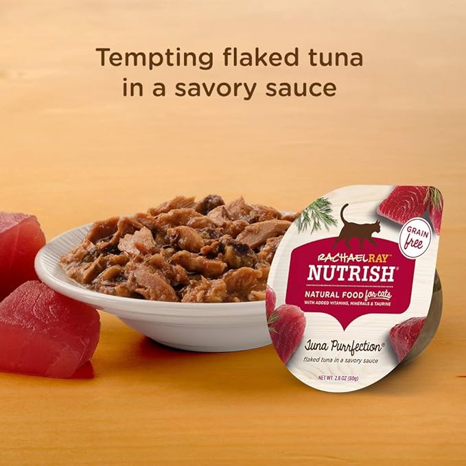 Nutrish Rachael Ray Natural Wet Cat Food, Tuna Purrfection Recipe, 2.8 Ounce Cup (Pack of 12), Grain Free