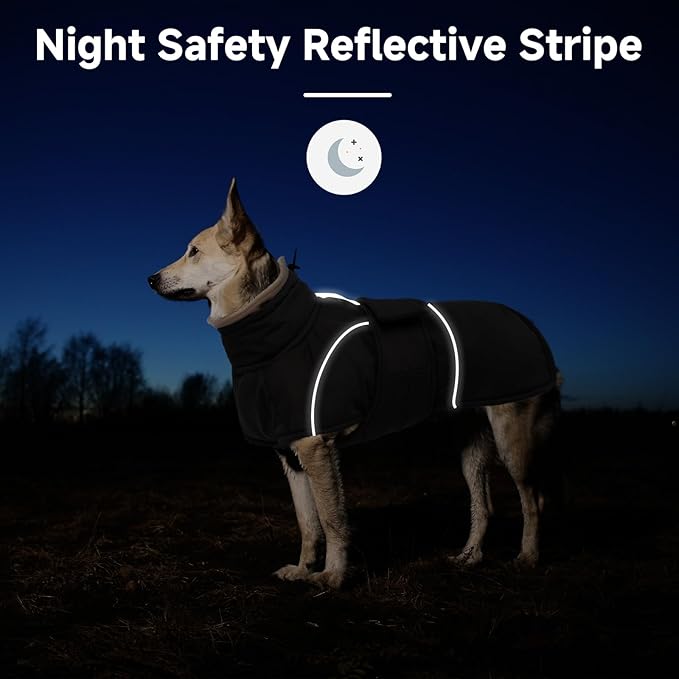 Dog Winter Coat for Small to Large Dogs(XS-XXXL)– Waterproof Windproof Fleece Lined Jacket with Reflective Trim,Pet Vest with Adjustable Buckles, Machine Washable Black XL