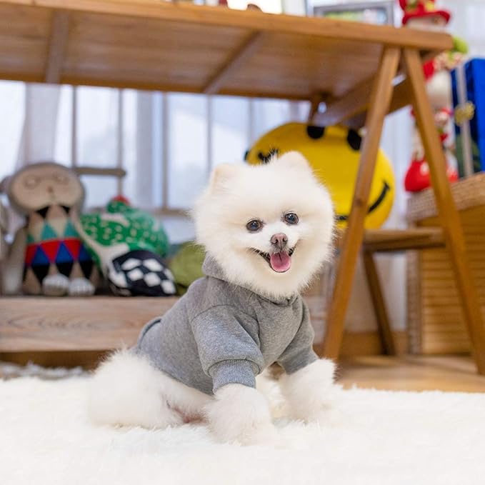 KOOLTAIL Basic Dog Hoodie - Soft and Warm Dog Hoodie Sweater with Leash Hole and Pocket, Dog Winter Coat, Cold Weather Clothes Sweatshirt for Small Medium Large Dogs Puppy Cat Boys Girls Grey M