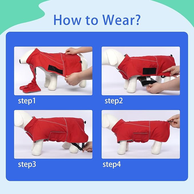 MIGOHI Waterproof Dog Jacket,XL Dog Coat,Reflective XL Fleece Jacket for Dogs,Extra Large Winter Coat Snowsuit,Large Snow Clothes for Dogs Male Female,Australian Shepherd,Beagle,XL,Red