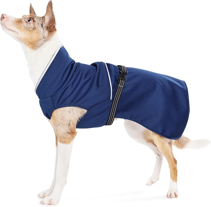 Goldpaw Rainpaw Waterproof Dog Raincoat - Durable Dog Rain Jacket for All Seasons - Easy to Wear, Adjustable, Premium Pet Outerwear - Made in The USA - Machine Washable - Navy - Size 14