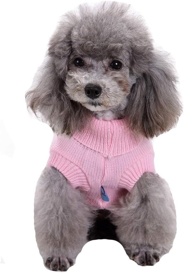 Dog Sweater, Warm & Soft, Medium (Chest 16-18 inches), Pink, Classic Turtleneck, Machine Washable, Winter, Unisex, Solid, Holiday