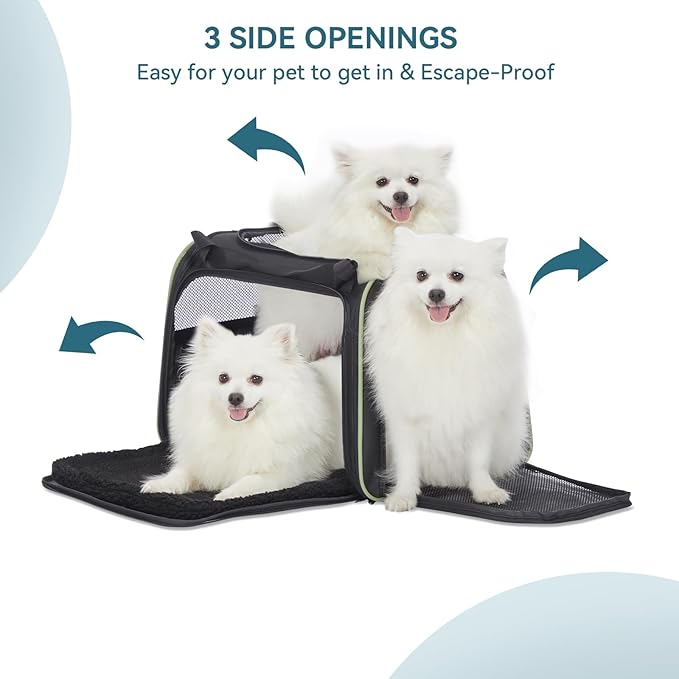 PETSFIT Large Cat Carrier, Dog Carrier up to 25Lbs, Pet Privacy Protection Travel Pet Carrier for Medium and Large Cats, Small Dogs, Puppies (Large, Black)