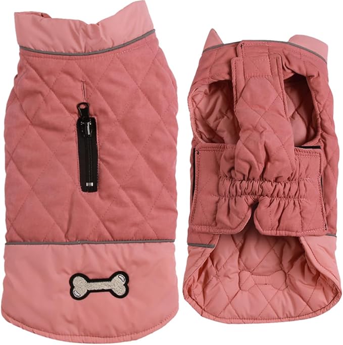 Reversible Dog Coats for Small Dogs Waterproof Warm Puppy Jacket for Cold Winter,Pink XS