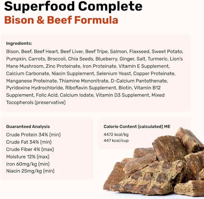 BADLANDS RANCH - Superfood Complete, Air-Dried Adult Dog Food - High Protein, Zero Fillers, Superfood Nutrition by Katherine Heigl (11.5 oz, Beef & Bison Formula)