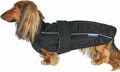 DJANGO Dog Jacket & Raincoat – Lightweight Water-Resistant Coat for Small, Medium, Long Dogs, & Dachshunds – Reflective, Adjustable Fit, Harness-Compatible & Easy-Access Harness Hole - Black, Medium