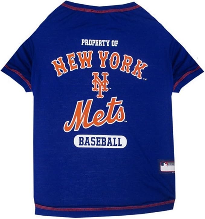 MLB New York Mets Dog T-Shirt, Small. - Licensed Shirt for Pets Team Colored with Team Logos. - Premium Stretchable Materials for The Comfort of Your Dog & cat.