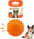 LaRoo Squeaky Dog Ball Toy, Durable Natural Rubber Squeaker Ball Floating Throwing Training, Teeth Cleaning Chew Toy for Pet Small Medium Large Dogs (6.5CM Orange)