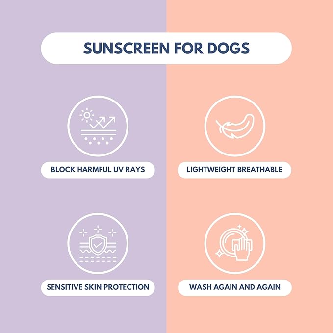 Spark Paws Sunblock Dog T-Shirt, SPF30 Protection, Lightweight Breathable Quick Dry for Dogs with Sensitive Skin - Purple & Peach (Set of 2) - L