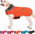 SUNFURA Large Dog Coat, Warm Dog Winter Coat Jacket with Thick Furry Collar, Adjustable Pet Fleece Jacket Turtleneck Snowsuit for Large Dogs for Chilly Day, Orange XL
