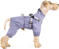 Mile High Life Waterproof Dog Raincoat, Full Coverage Small Dog Rain Coat with Harness, Adjustable 4 Legs Puppy Rain Jacket with Reflective Strip and Elastic Cuffs (Purple, XXS Back Length 9.8")