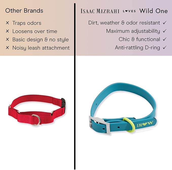 Wild One, Limited Edition, Designer Collection, Blue Dog Collar, Easy-Clean, All Weather Flex-Poly Strap with Metal, Durable, Dirt and Odor Resistant, XSmall