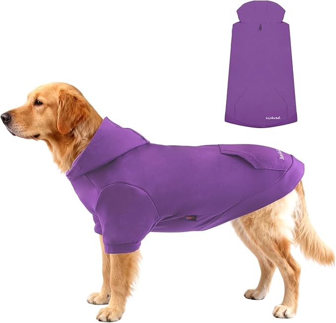 Basic Dog Hoodie Sweatshirts, Pet Clothes Hoodies Sweater with Hat and Leash Hole, Soft Cotton Outfit Coat for Large Medium Small Dogs, Purple (Medium)